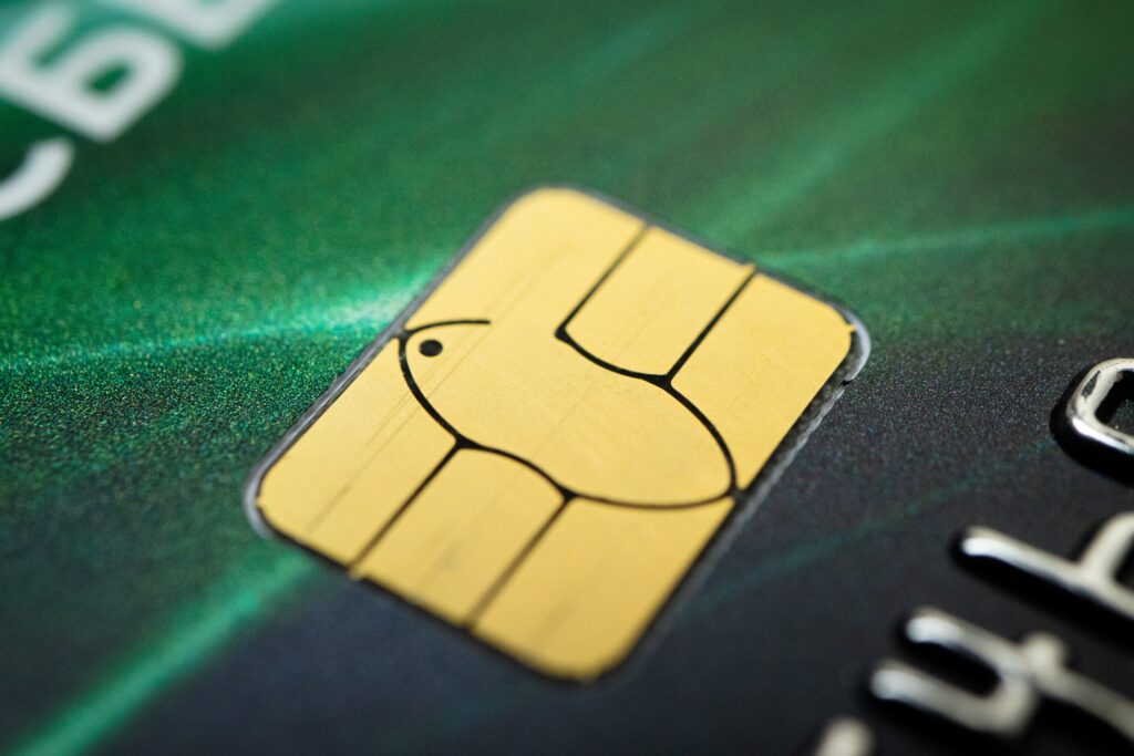 Zoomed in image of the chip on a credit card