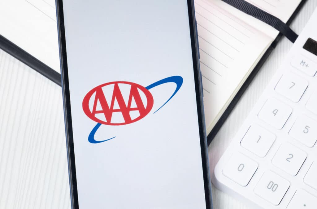 AAA logo on a phone screen