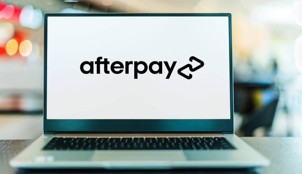 The afterpay logo on a computer screen.